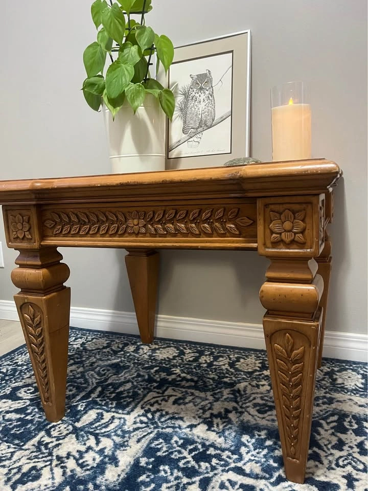 Hand Carved Vintage Accent Table