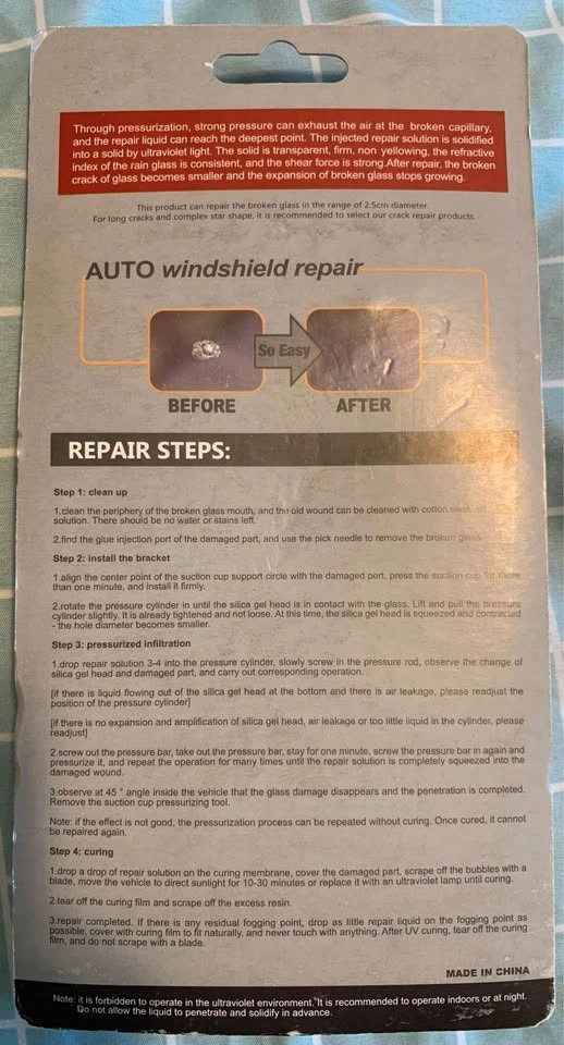 New car windshield repair kit - photo 2