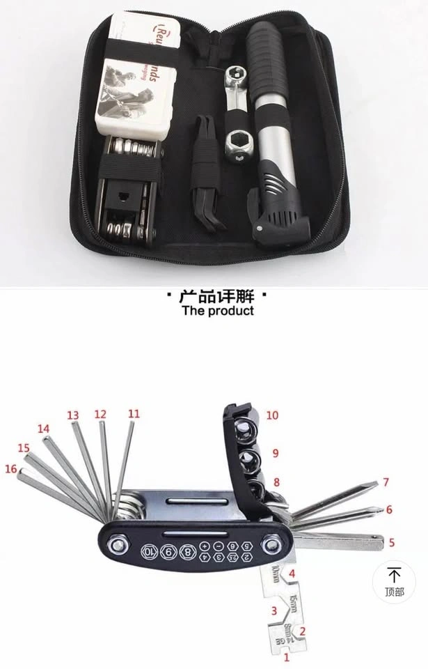 Bike Tire Repair Tool Kit, Multi-Function Bicycle Tool, Air Pump - photo 4
