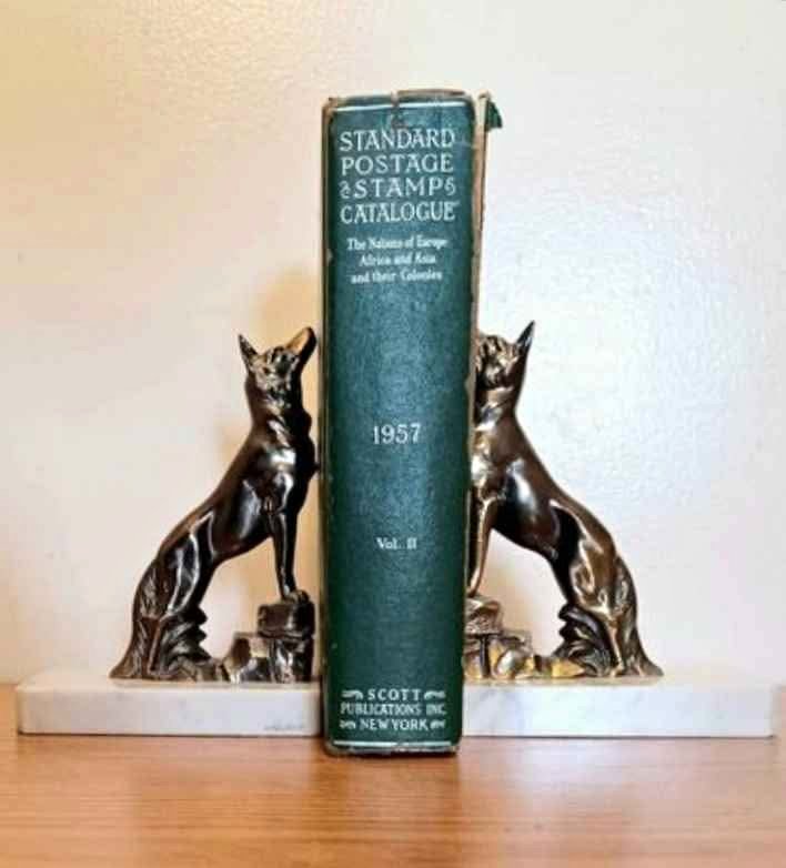Rare Vintage French German Shepard Signed Sculptures