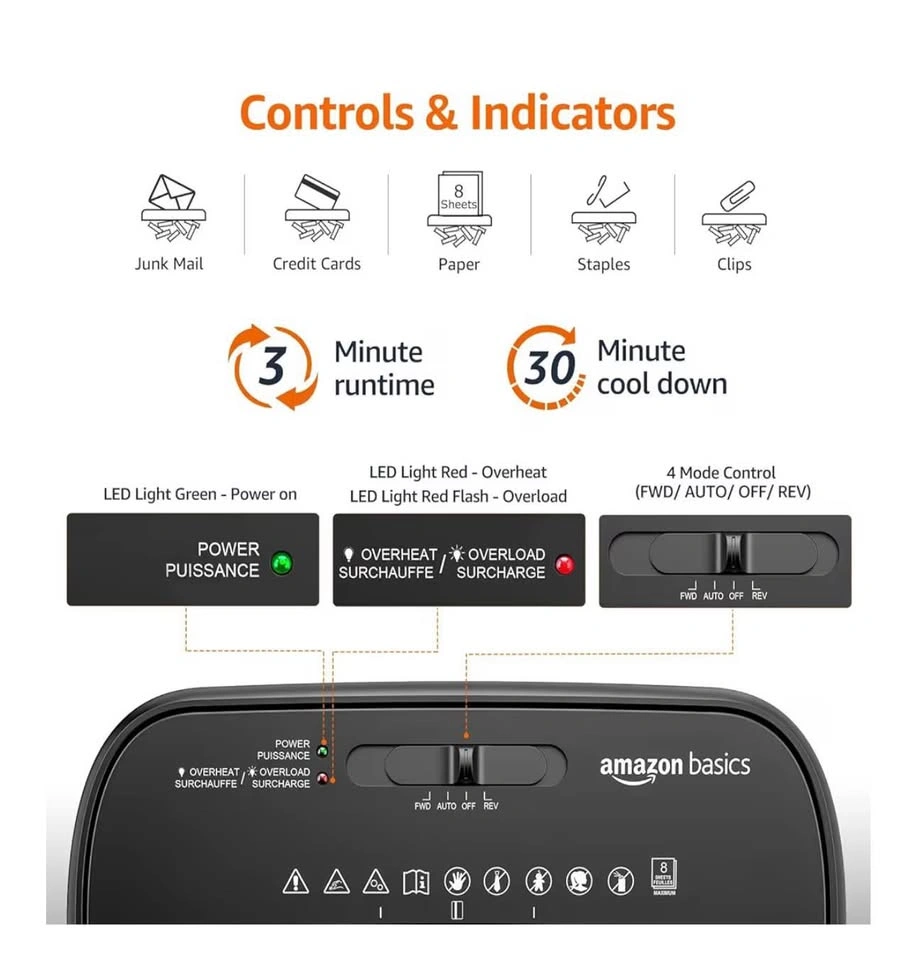 Amazon Basics 8-Sheet Cross-Cut Paper Shredder - photo 4