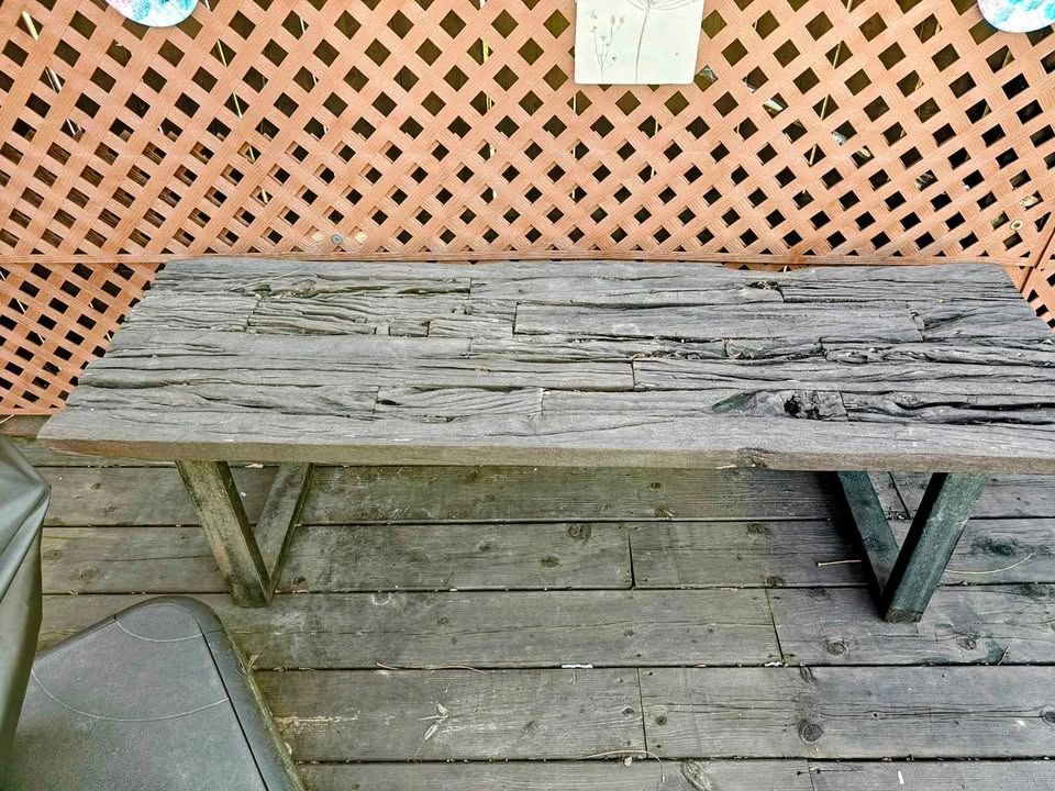 Rustic Reclaimed Wood Bench with Metal Frame - photo 3