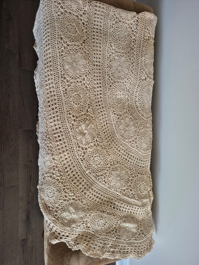Handmade Oval Crochet Tablecloth