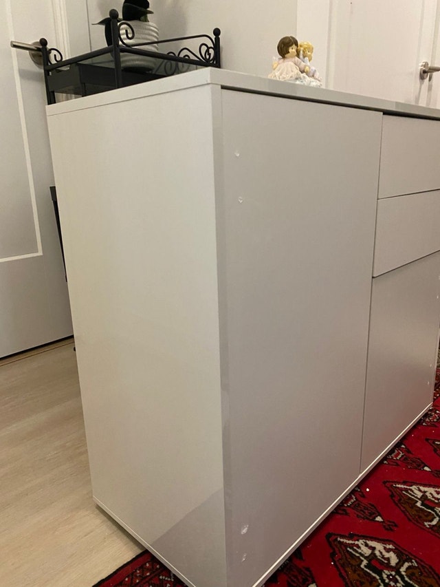Modern White Storage Cabinet – 2 Drawers & Doors - photo 2