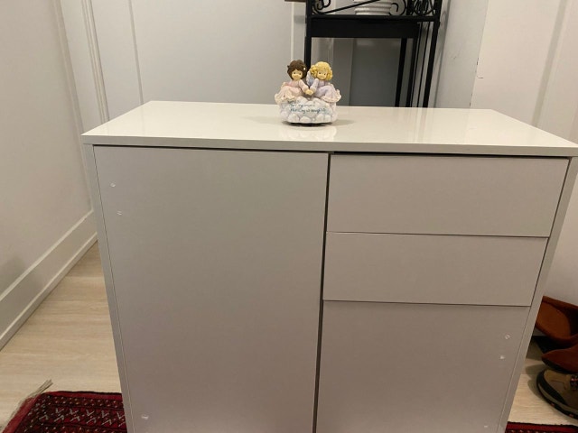 Modern White Storage Cabinet – 2 Drawers & Doors - photo 3