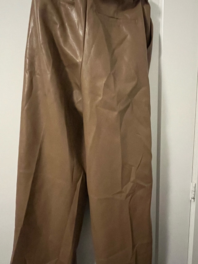 Babaton Faux Leather Pants - Size 4 Brown