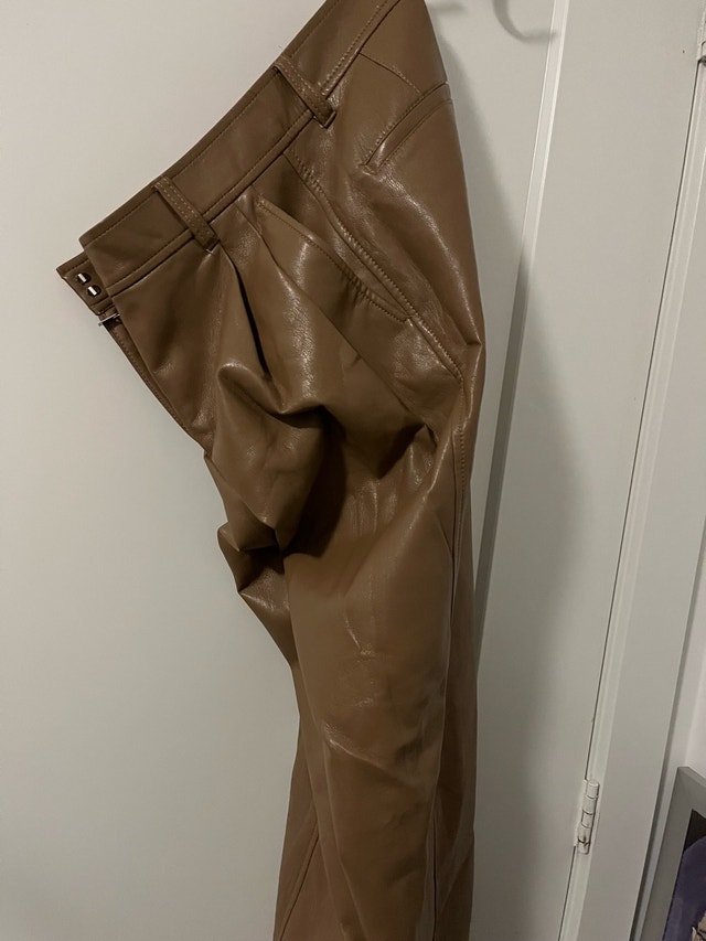 Babaton Faux Leather Pants - Size 4 Brown - photo 3