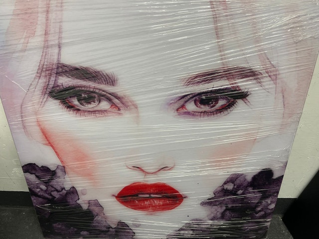 Framed Art: Watercolor Portrait with Red Lips