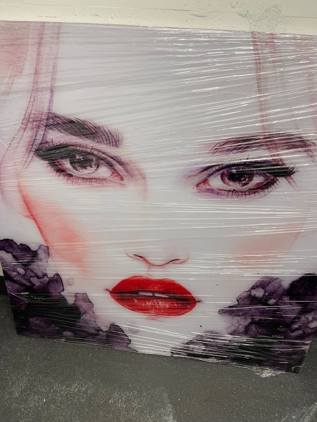 Framed Art: Watercolor Portrait with Red Lips - photo 2