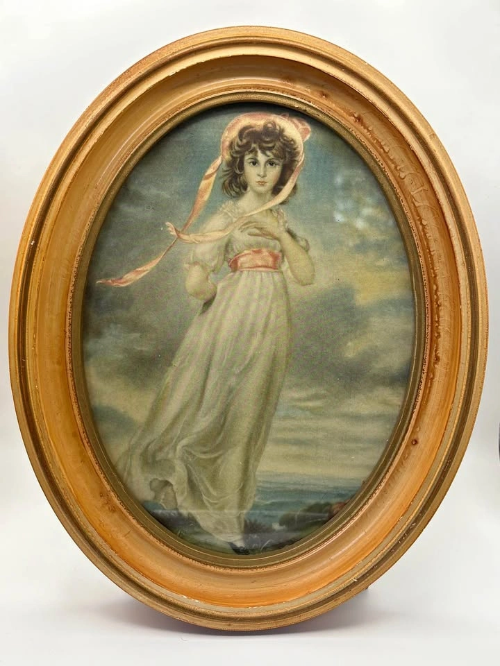 Vintage Pinkie Oval Bubble Glass Wall Art Framed Print