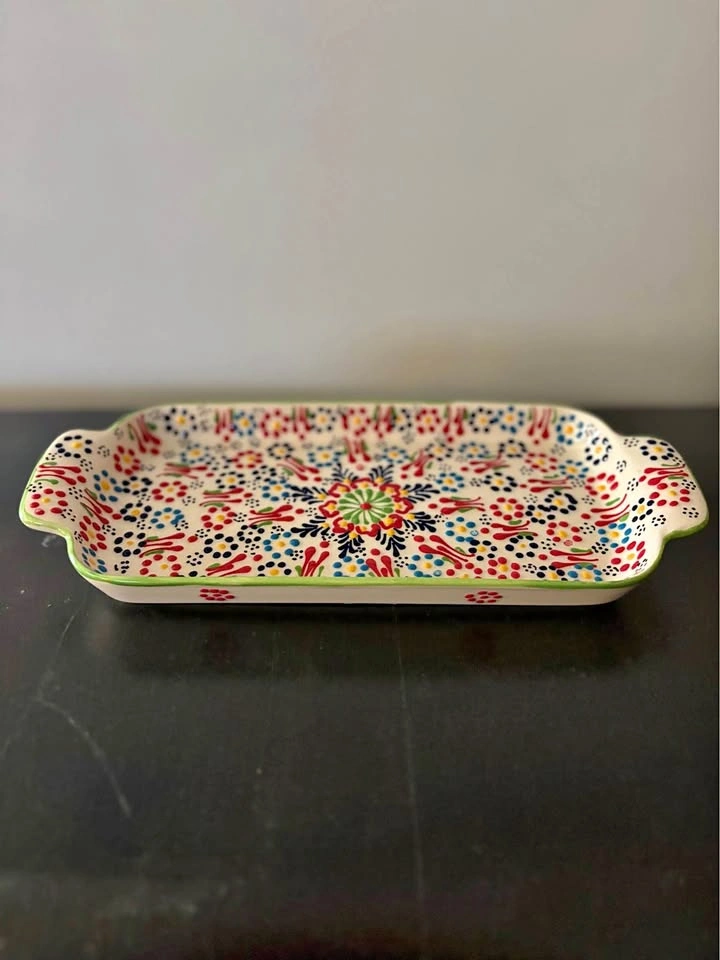 Hand Painted Turkish Ceramic Serving Tray – Folk Art Platter