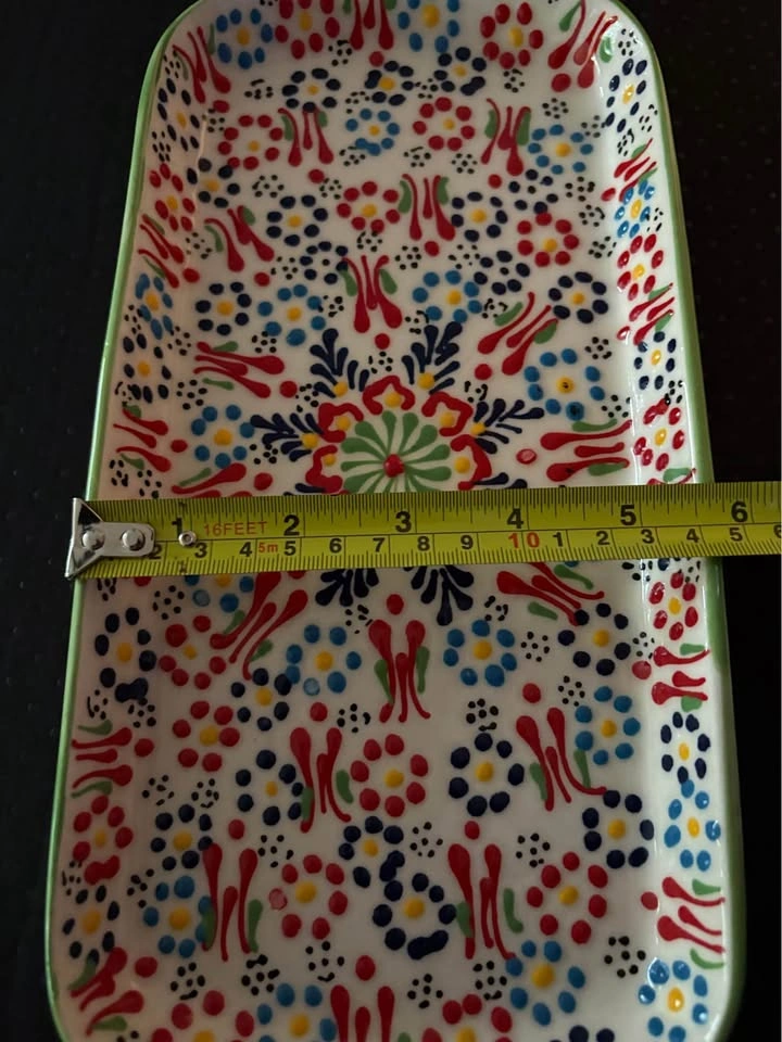 Hand Painted Turkish Ceramic Serving Tray – Folk Art Platter - photo 5