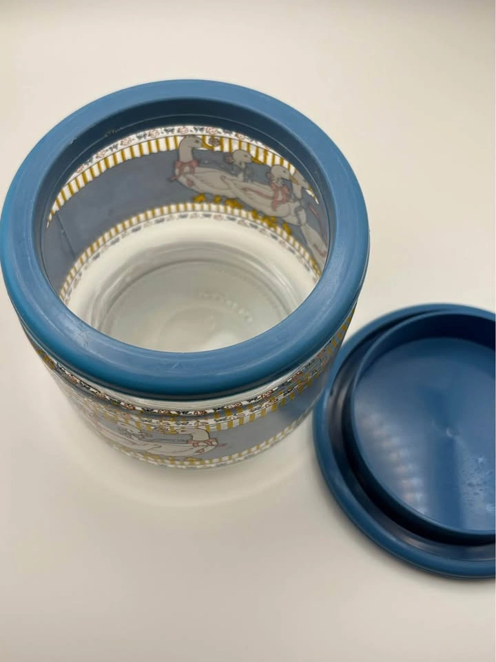 Vintage Goose Glass Canister Set - Pair - Blue Lids - photo 2