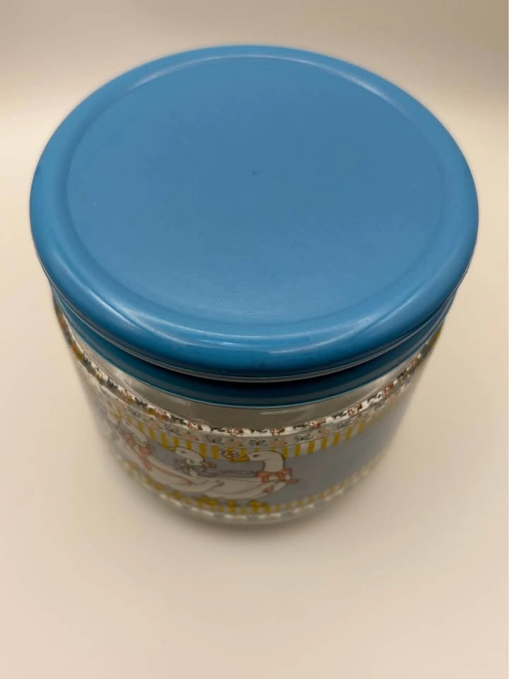 Vintage Goose Glass Canister Set - Pair - Blue Lids - photo 3