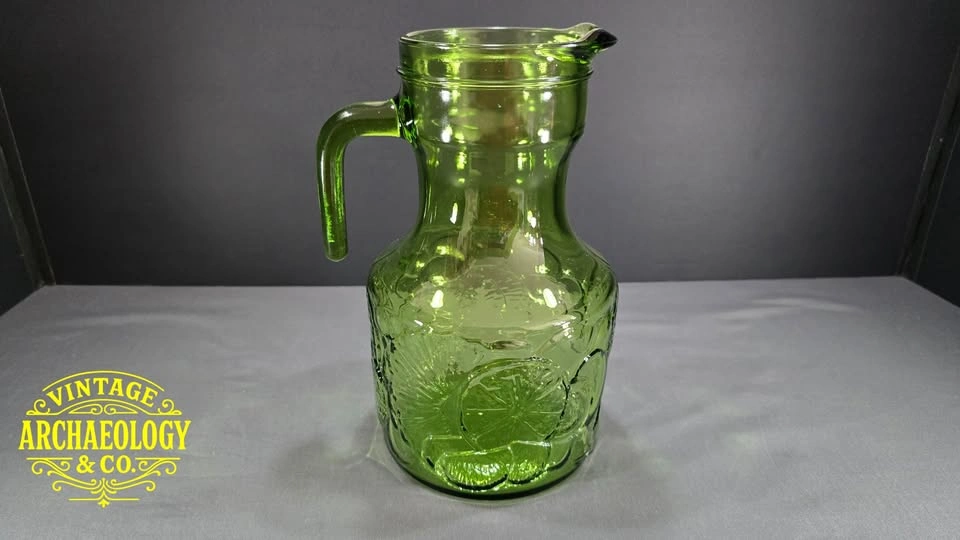 Green Molded Glass Pitcher and 6 Tumblers by Bormioli Fidenza - photo 2
