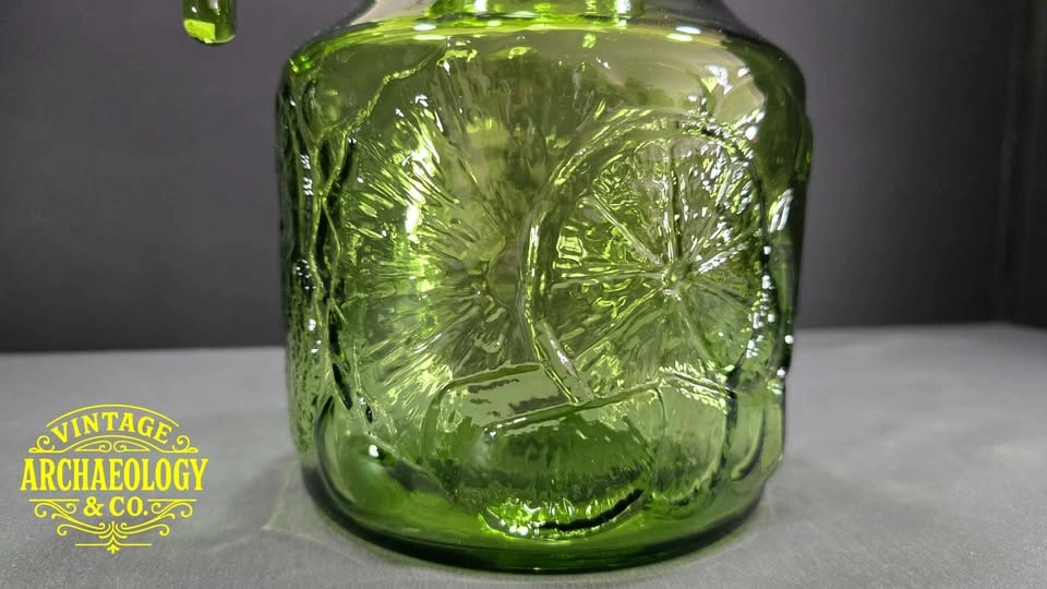 Green Molded Glass Pitcher and 6 Tumblers by Bormioli Fidenza - photo 3