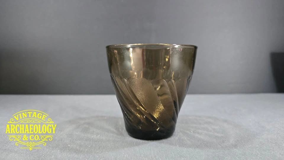 VINTAGE SMOKED GLASS COFFEE CUP, SAUCER, TUMBLER AND BOWL SET - photo 5