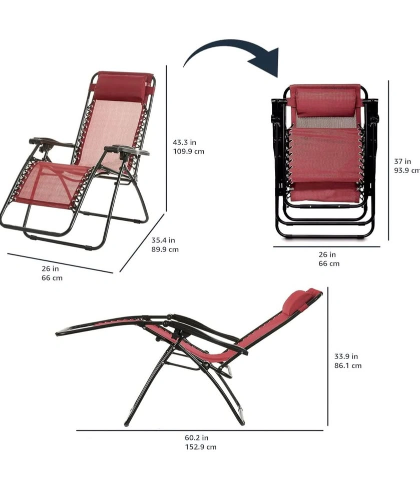 Amazon Basics Zero Gravity Chair with Side Table, Set of 4, Red - photo 2
