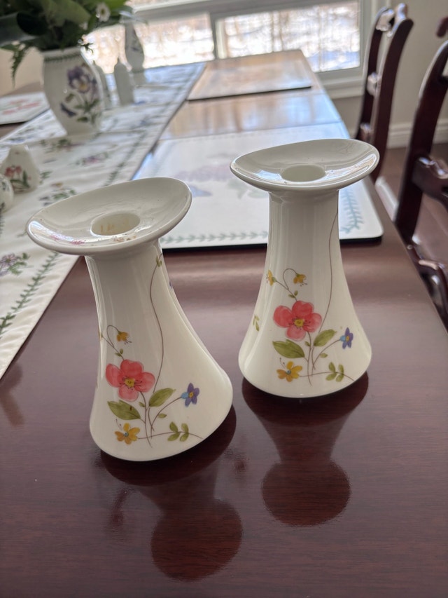 Elegant Mikasa Bone China Candlestick Holders - Retro