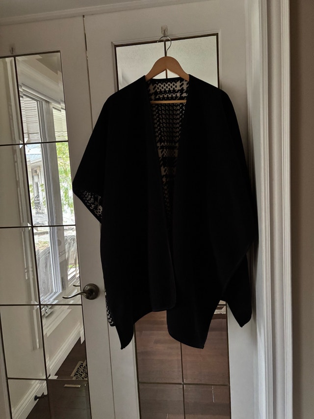 Lovely Black and herringbone reversible cloak /cape