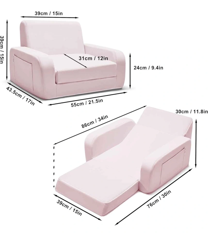NEW TokSay Pink 3-in-1 Foldable Toddler Couch Lounger - photo 2