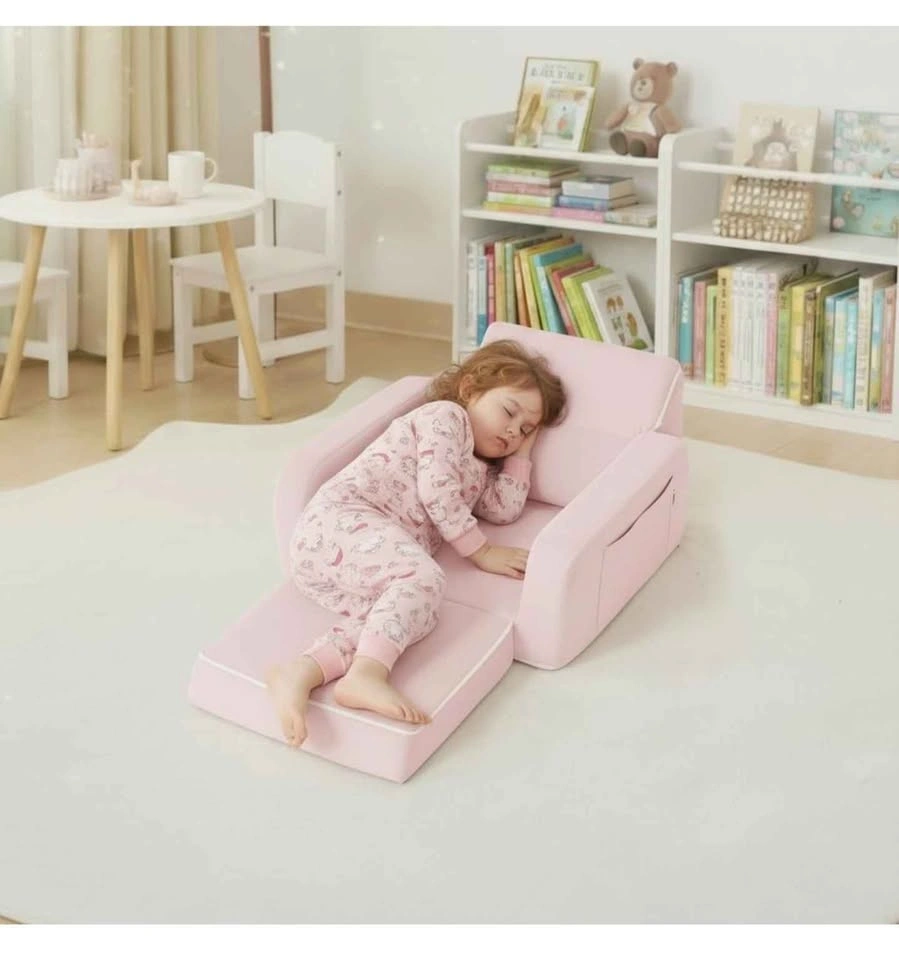 NEW TokSay Pink 3-in-1 Foldable Toddler Couch Lounger - photo 3
