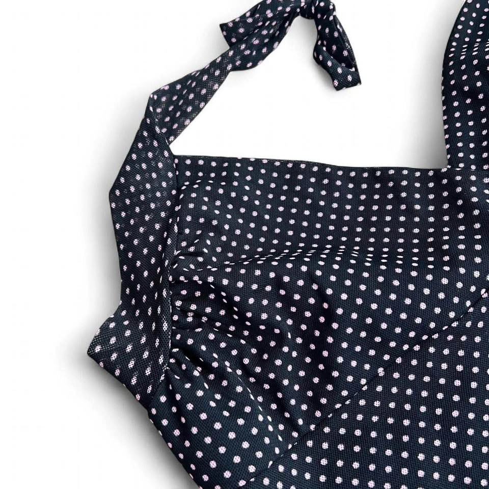 Pink and Black Polkadot Halter Dress - photo 3