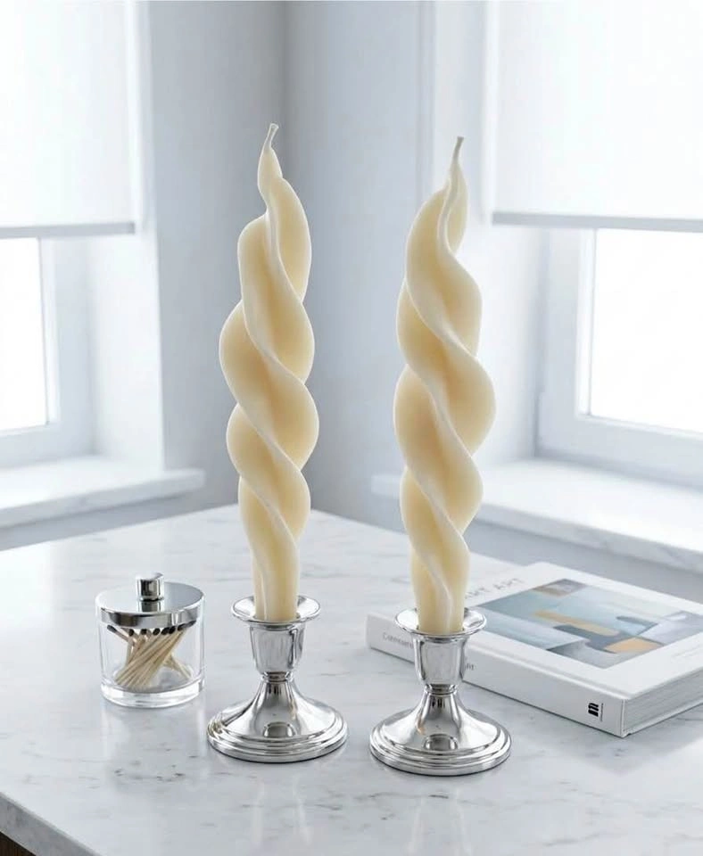 Vintage Twisted Taper Candles (Set of 2) – New in Box