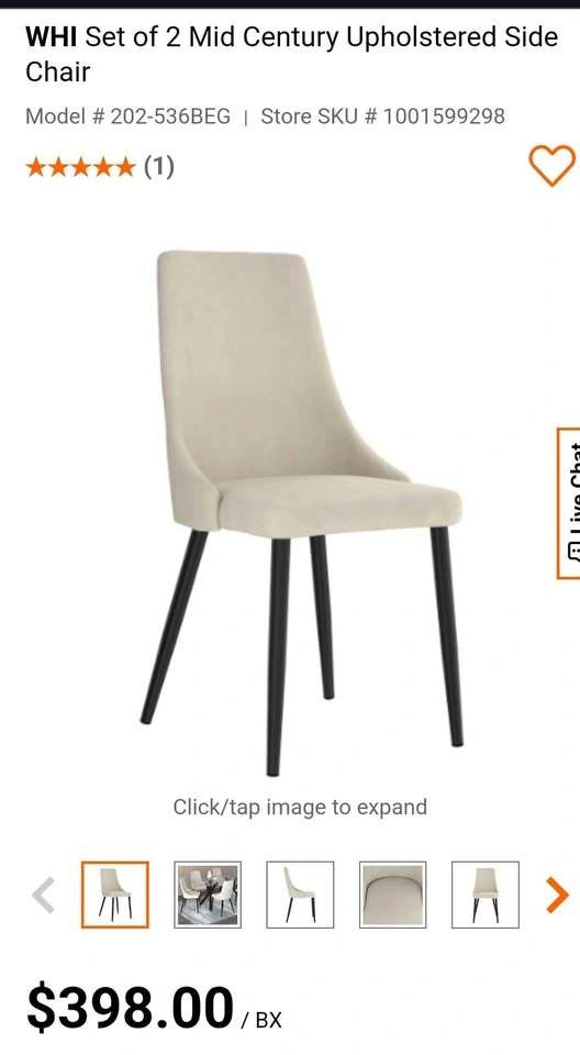 Set of 2 Mid Century Upholstered Side Chairs - photo 4