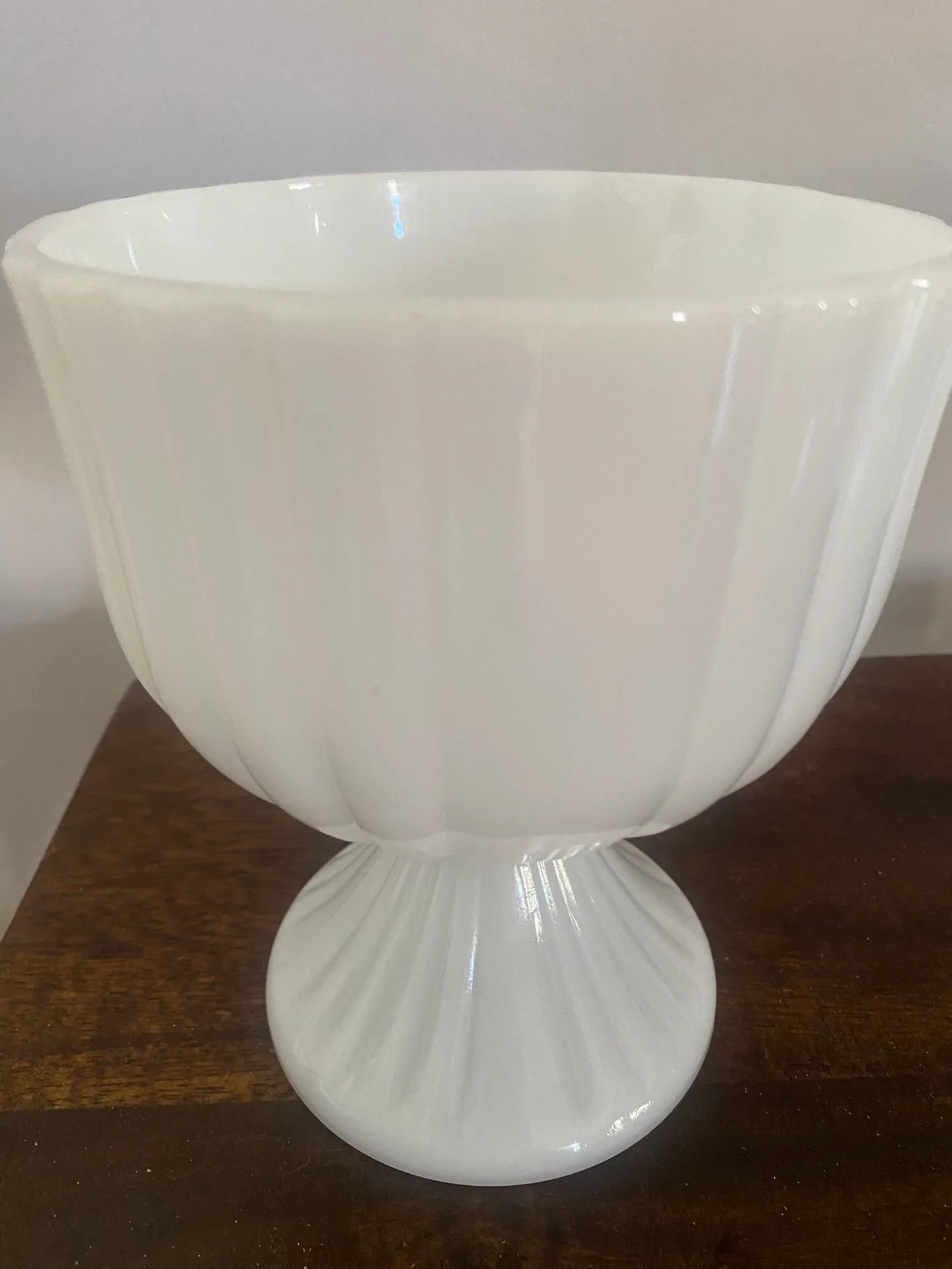 Vintage Milk Glass Compote Vase - photo 4
