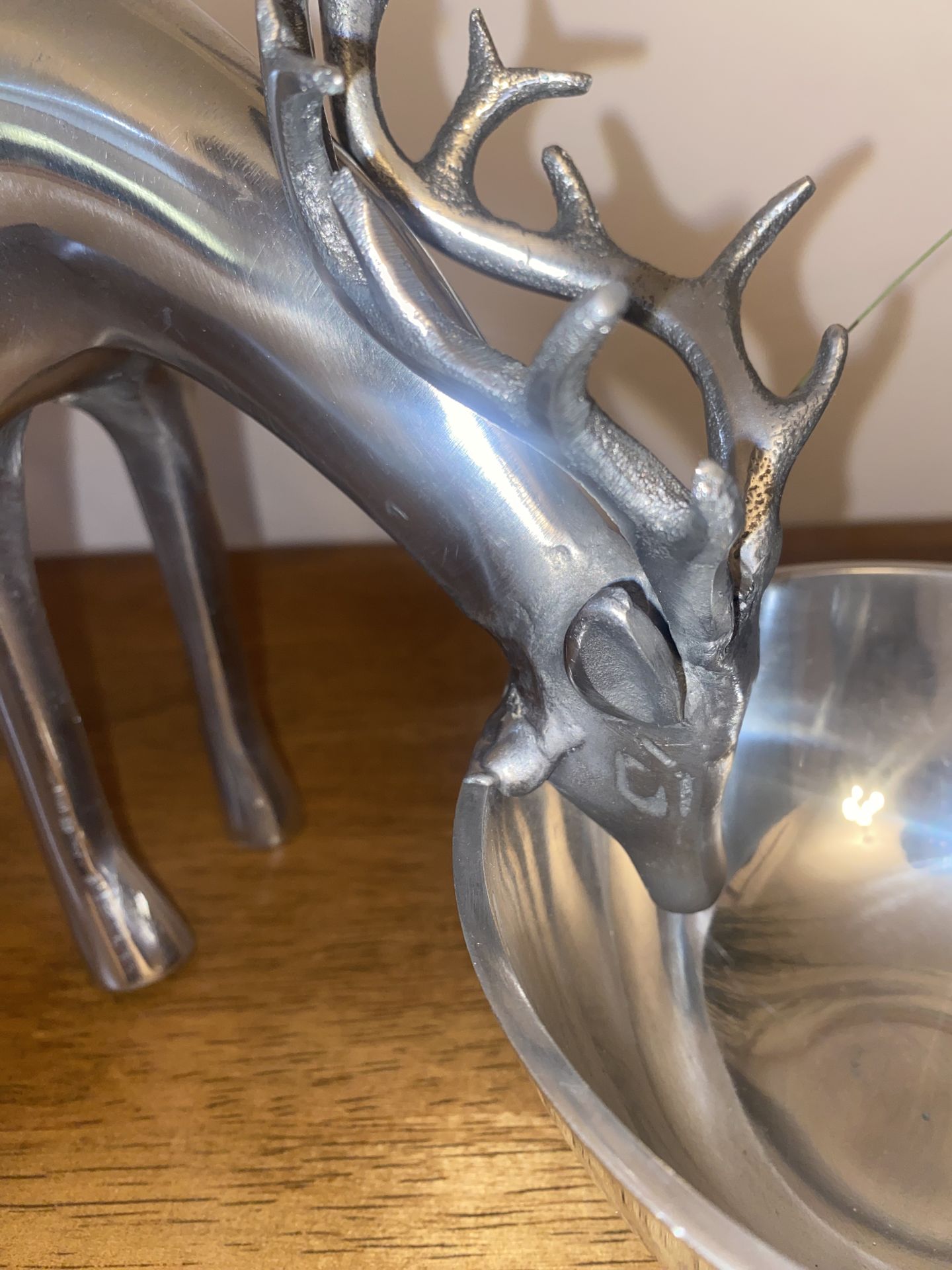 Rare Silver Chrome Reindeer Deer Snack Nut Bowl or Candy Dish - photo 3