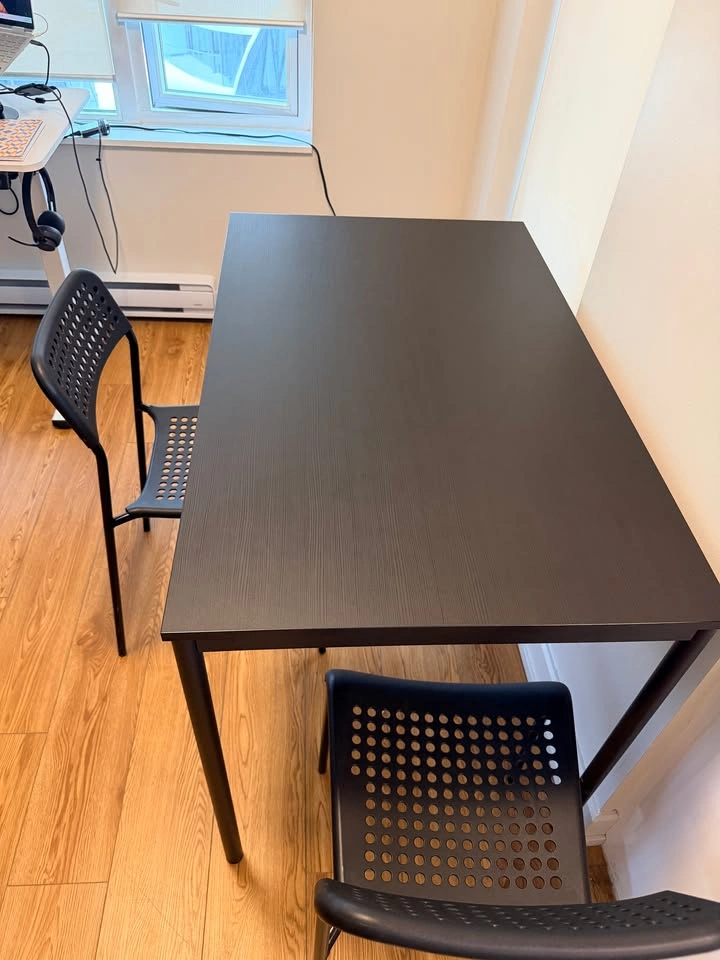IKEA Dark Dining Table + 2 Black Chairs - photo 2