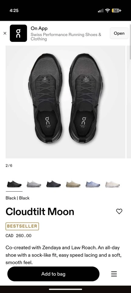 On Cloudtilt Moon (Black/Black) - photo 5