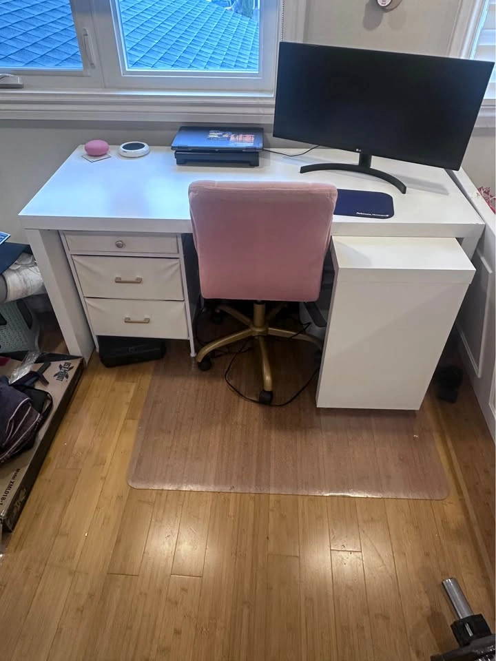 IKEA L shape computer desk retractable and chair - photo 2