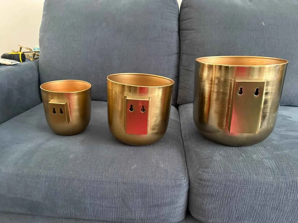Gold Metal Floating Wall Planter Set (3-Pack) - photo 3