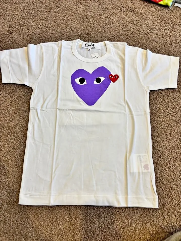 Comme des garçons white tee with Purple Heart