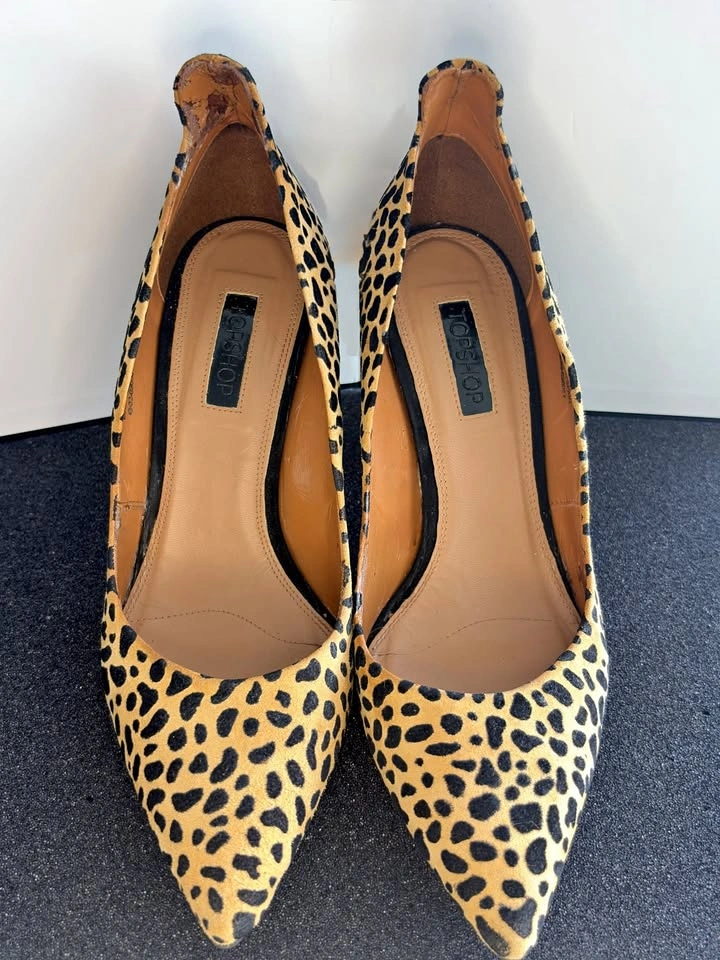 Topshop Shoes Leopard Print Stiletto Heels Size 39 (Fit 8.5–9)