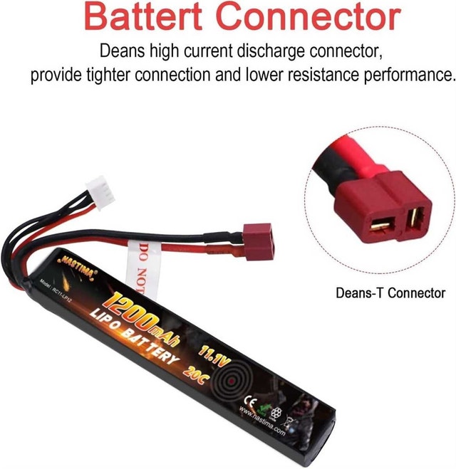 11.1V 1200mAh LiPo Airsoft Battery Deans T 20C (4 Avail)