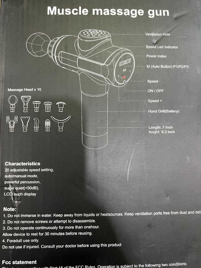 Massage Gun Deep Tissue Percussion Massager 10 Heads - photo 3