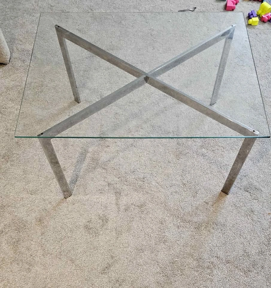 Barcelona Coffee Table - Modern Glass w/ X Base