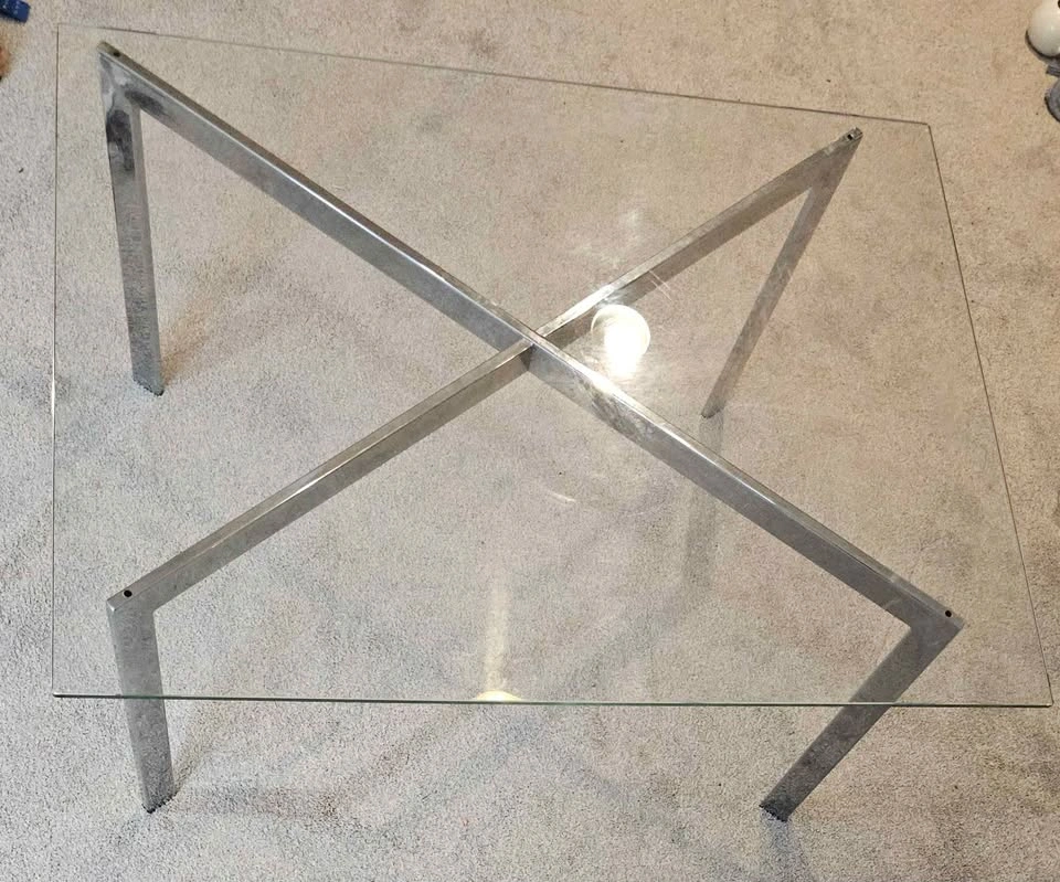 Barcelona Coffee Table - Modern Glass w/ X Base - photo 2
