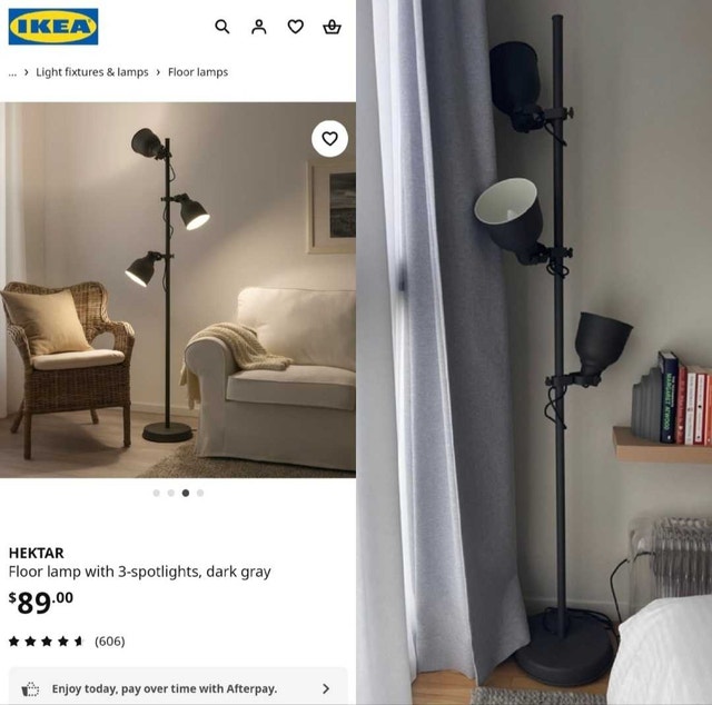 ✳️ Excellent Condition GrEY IkeaHEKTAR FloorLightPost + 3 Bulbs - photo 3