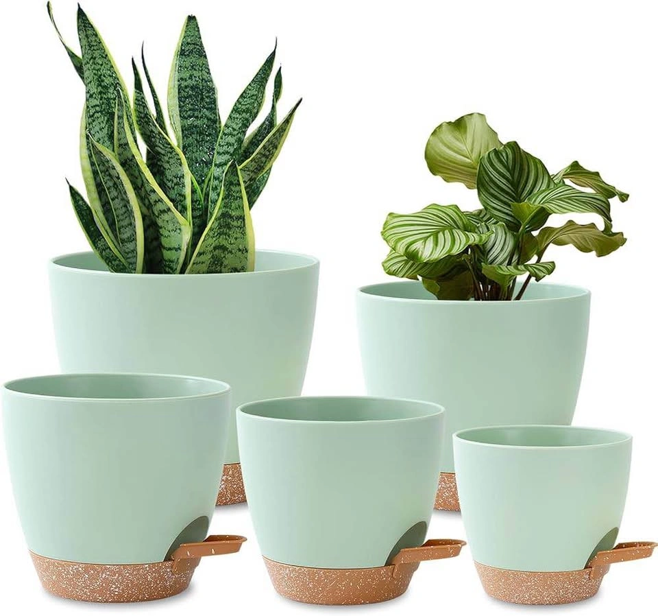 Set of 5 Self-Watering Plant Pots + Sea Soil Potting Mix - photo 4