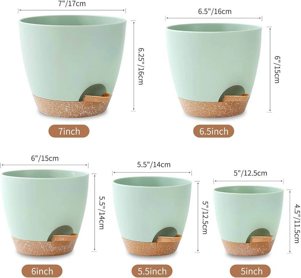 Set of 5 Self-Watering Plant Pots + Sea Soil Potting Mix - photo 5
