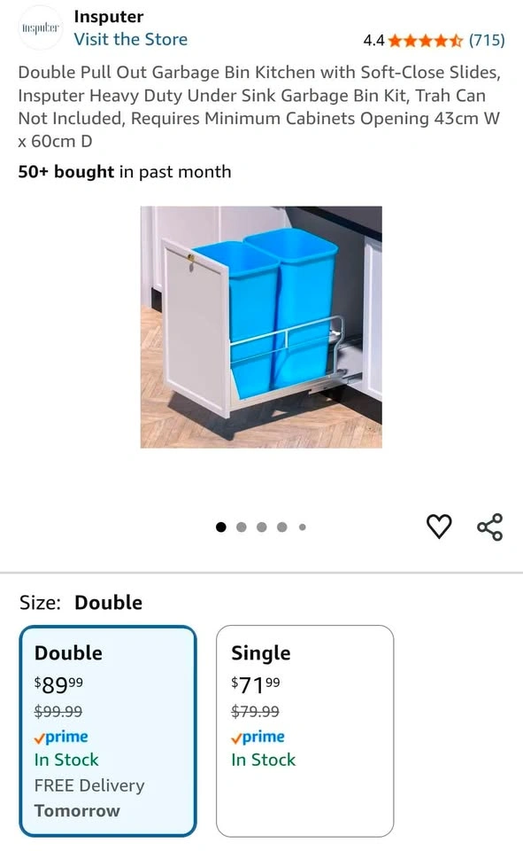 🏠 Pull-Out Double Trash Can Cabinet Kit (NEW) 🏠 - photo 2