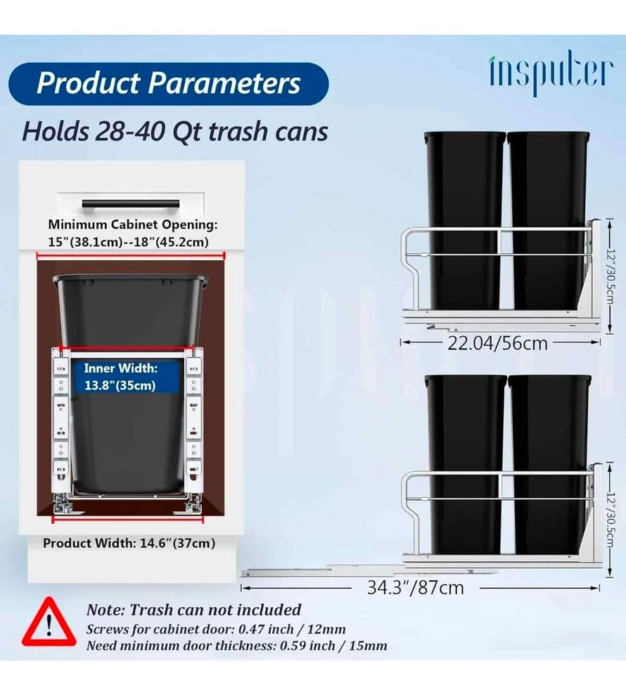🏠 Pull-Out Double Trash Can Cabinet Kit (NEW) 🏠 - photo 3