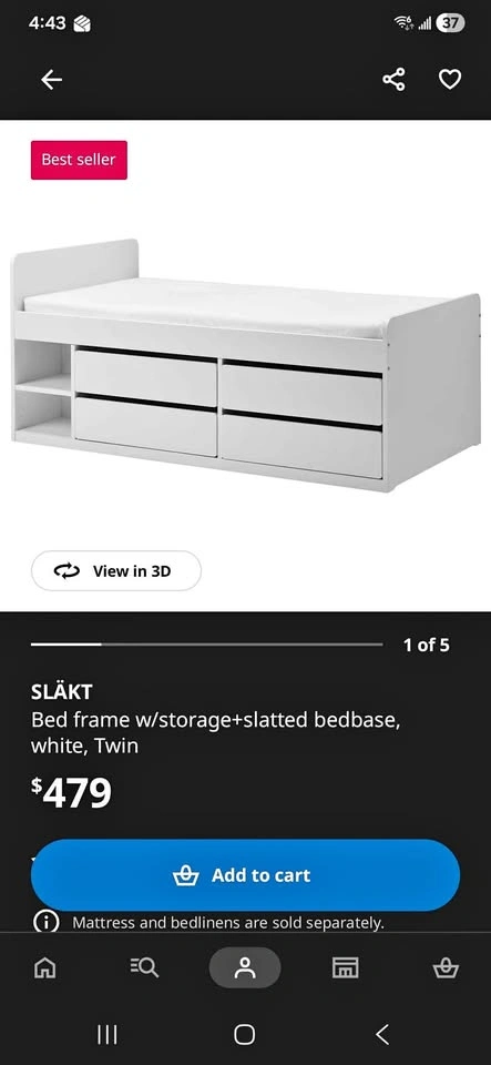 2 Ikea twin bed with storage