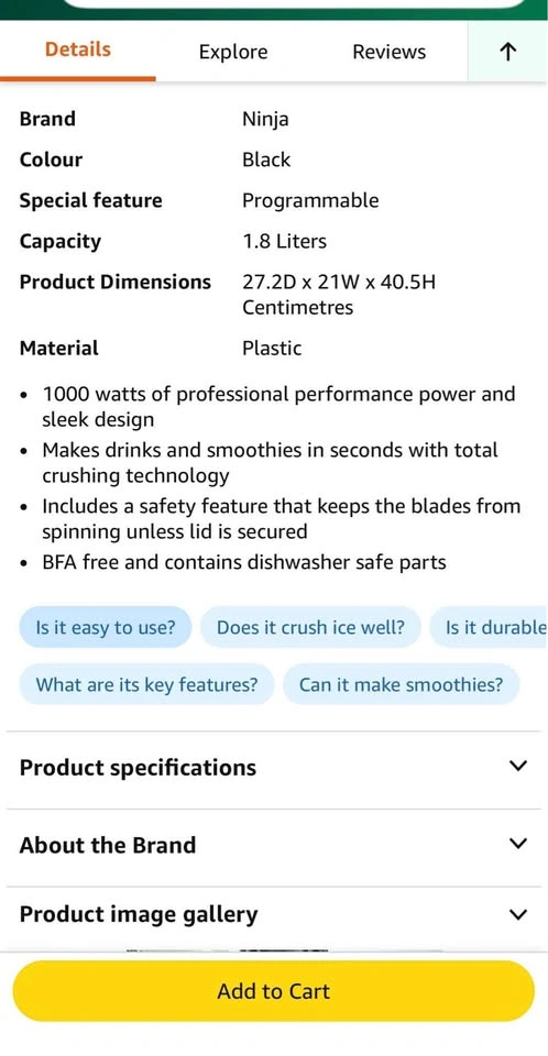 Ninja Professional Blender 1000W B610C - photo 2