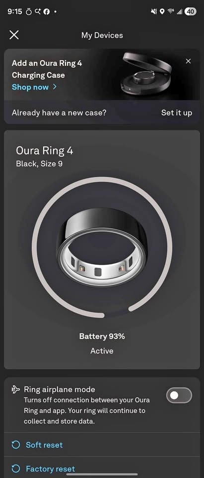 Oura Ring Gen 4 Size 9 Black