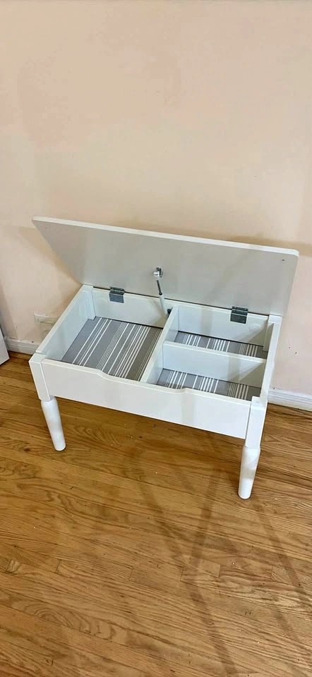 White Wooden Lift Top Storage Desk